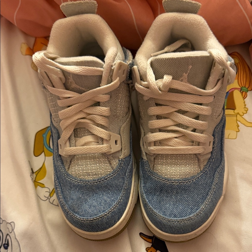 Jordan Kids Denim Blue and White Sneakers